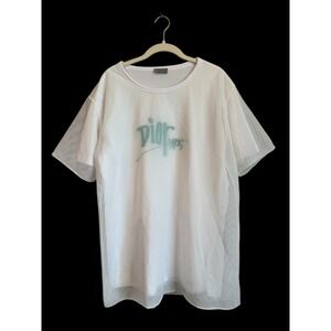 Dior Homme X Shawn Stussy White Mesh Cotton Logo Print‎ T-Shirt L